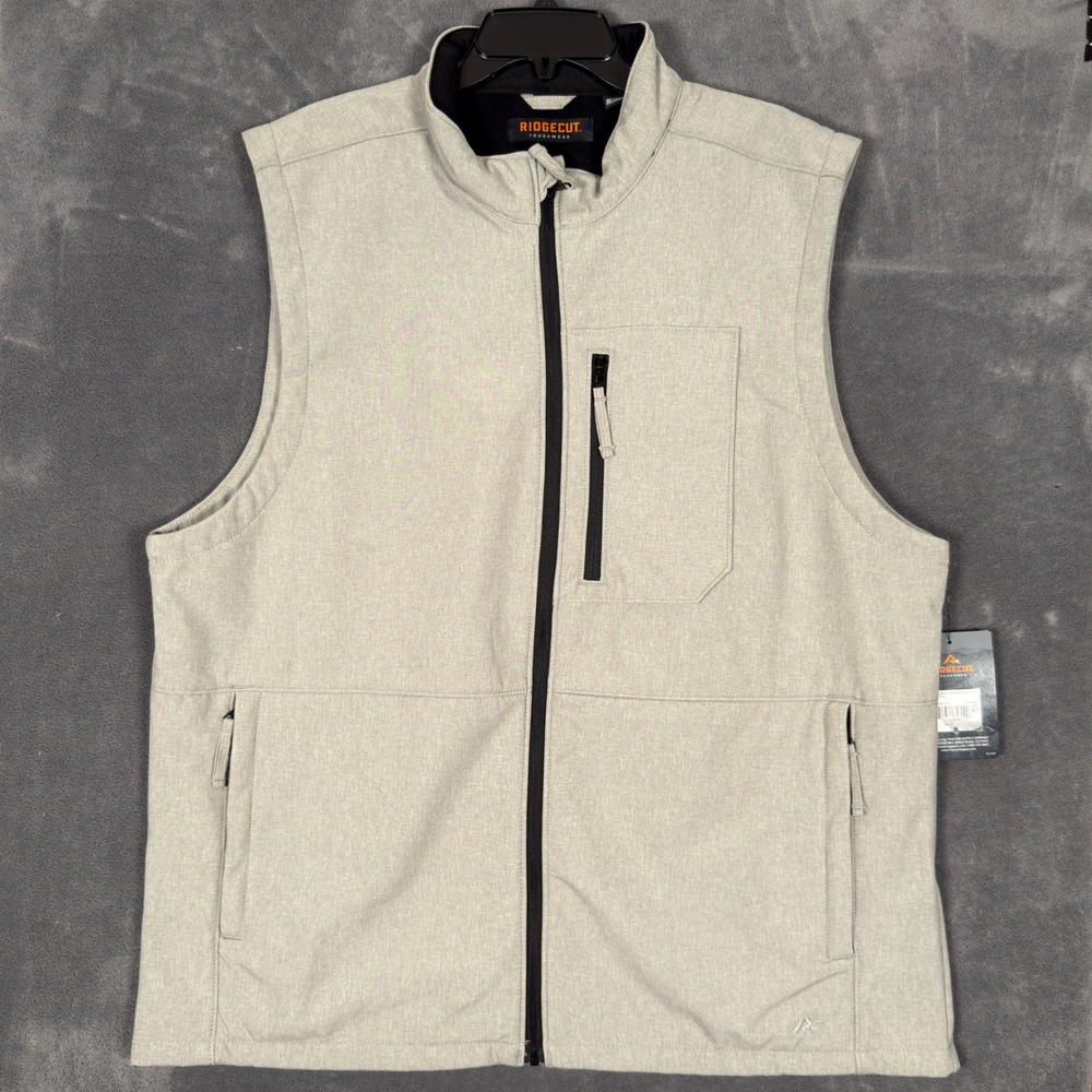 Ridgecut Toughwear Bonded Vest Mens XLT Full Zip Fleece Lined Gray GriffinNWT